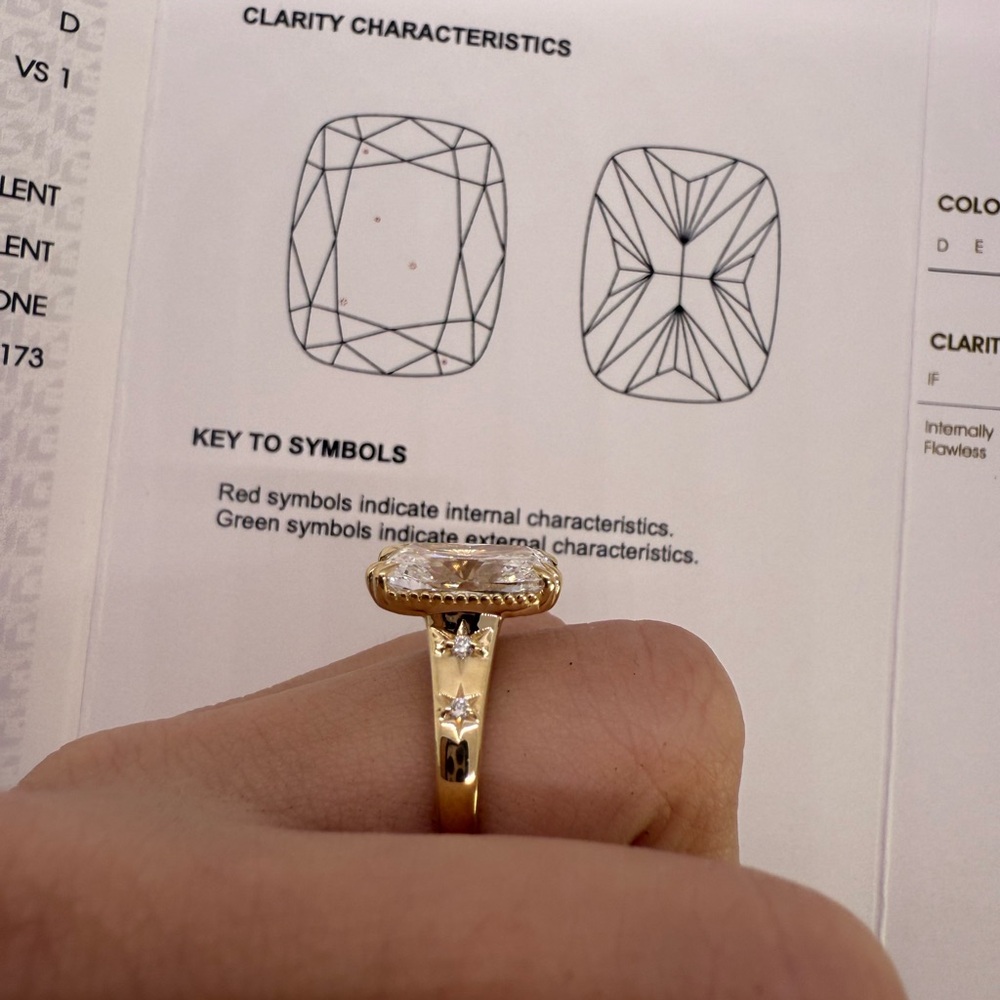 5.04 carat D VS1 elongated cushion diamond engagement ring - Picture 13 of 15